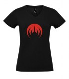 Lady T-Shirt , V neck, red MAGMA logo