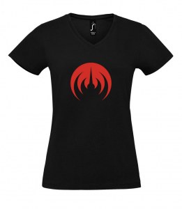 T-Shirt Femme, Col V, Sigle MAGMA rouge